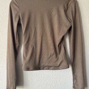 Brown Fitted Long Sleeve Shirt